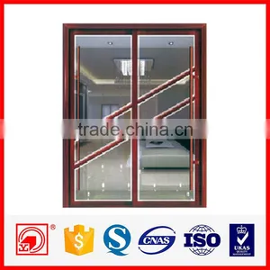 Wood Grain Aluminum Frame Glass Sliding Doors thumbnail-1