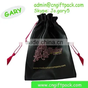 Black Satin Bag Tassel Custom Virgin Hair Packaging for Hair Extension thumbnail-1