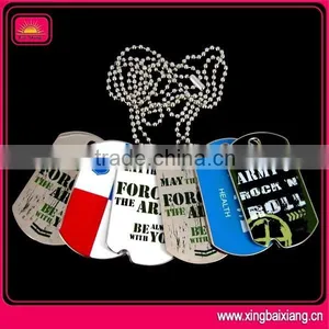 Metal Zinc Alloy Printed Logo Military Dog Tags With Ball Chain thumbnail-1