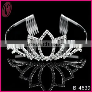 High Quality Rhinestone Diamond Pearl Crown Tiara For Beauty Queen thumbnail-1