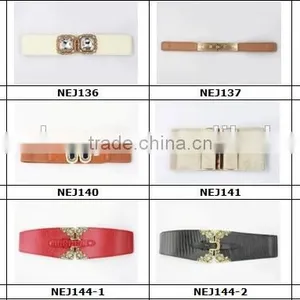 Ladies Classic Design Fashion Black Elastic Pu Ribbon Waist Belt thumbnail-5