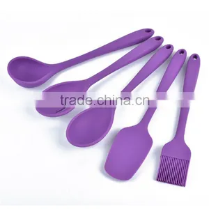 FDA LFGB Food Grade Colorful Silicon Kitchen Utensils Item Slotted Spoon Brush Spatula Set Silicone Kitchen Utensil Set thumbnail-1
