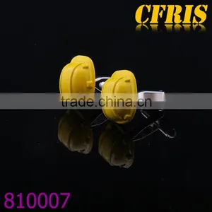 Yellow Enamel Cufflink,Yellow Cap Cufflink,Funny Cufflink thumbnail-1