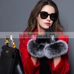 High Quality Sheepskin Gloves With Real Fox Fur Trim Perfect Finger Type thumbnail-1