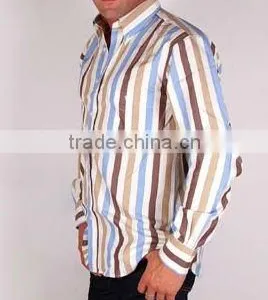 Mens 100% Cotton Long Sleeve Stripe Shirt thumbnail-1