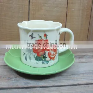 Ceramic Mug With Saucer Dish Set for Tea and Coffee thumbnail-1