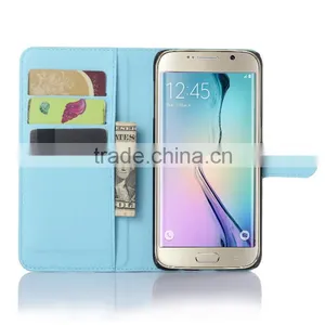 Hot Selling Ultra Thin Lichee PU Leather Case Wallet Folio Flip Cover for Samsung GALAXY S6 Edge Plus thumbnail-4