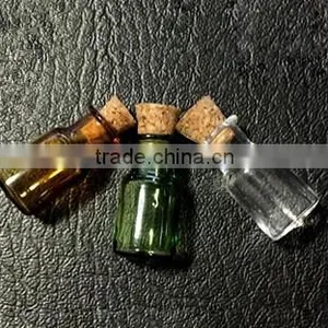 Mini Glass Bottles With Corks and Screw Eye Pins, Glass Jar Vial Charm Pendant With Chains Necklaces thumbnail-3