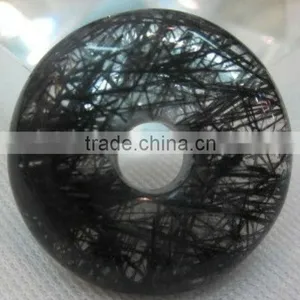25*7mm Natural Rutilated Quartz Donut Shaped Pendant thumbnail-1