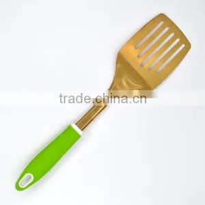 Nice Appearance China Manufacturer Gold Plating Stainless Steel Frying Slotted Turner thumbnail-2