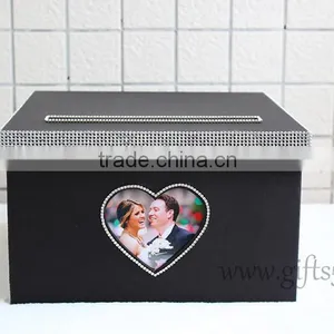 Elegant Black Wedding Money Box in Handmade With Photo Frame Wedding Decorations thumbnail-3