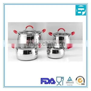 7Pcs Stainless Steel Cookware With Red Silicone Handle thumbnail-1