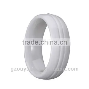 New Grooved White Ceramic Ring, Women's White Ceramic Ring thumbnail-1