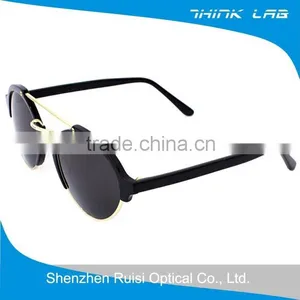 High End Sunglasses 2016 Acetate Aviator Sunglasses With Gold Metal Bridge thumbnail-1