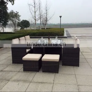 Patio Furniture Dining Set Garden Outdoor Patio Furniture Sets Wicker Outdoor Patio Cube Sets W/ Cushions thumbnail-1