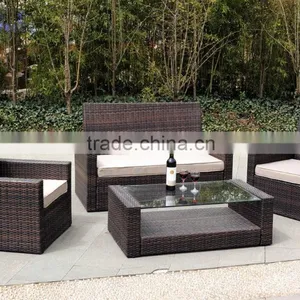 4PC Rattan Sofa Furniture Set Patio Lawn Cushioned Seat Gradient Brown Wicker thumbnail-1