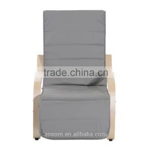HomCom 39" Light Gray Reclining Bentwood Deck Chair thumbnail-2