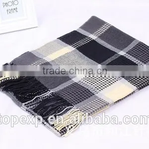 Unisex Knitted Check Tassels Acrylic Scarf thumbnail-4
