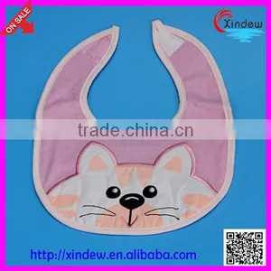 Cotton Embroidery Bib With Pattern Pink Cat thumbnail-1