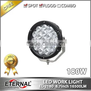 180W Round 9" LED Driving Headlight Super Brightness Led Work Light for Offroad Jeep 4x4 Racing Heavy Duty Vehicles thumbnail-1