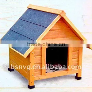 Wooden Classic Dog House With Blue Roof thumbnail-1