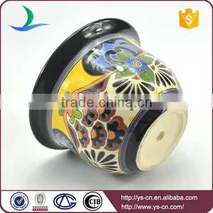 YSfp0009-01 Colorful Round Shape Ornamental Flowerpot With Hand Print Design thumbnail-2