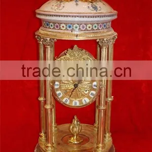 Ancient Arabic Style Hand Painting Creative Decoration Desk Clock, Copper Cast and Ceramic Crackle Table Clock thumbnail-1