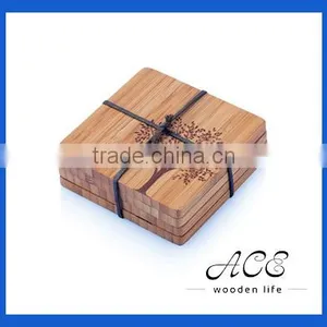 High Quality Bamboo Coaster With Laser Logo thumbnail-1