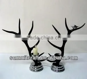 Creative Black Resin Artificial Deer Antler Candle Holder thumbnail-1