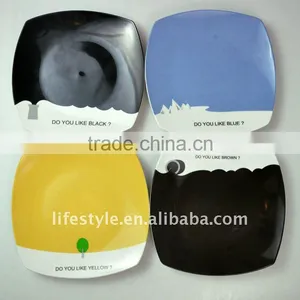 Black Humor Series Porcelain Plate, Square Dish With Decal thumbnail-1