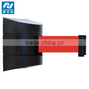 Wall Mount Crowd Control Barrier ,black Body With Yellow and Black Stripe Belt - 10m thumbnail-3