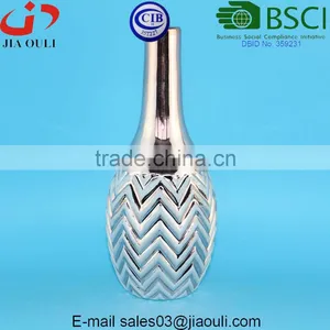 Tall Wave Patterned Electroplating Copper/gold Bowling Shape Ceramic Vase thumbnail-4