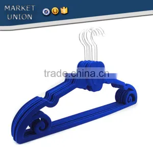 ABS Plastic Rose Shape Velvet Antiskid Hanger Flocking Clothes Hanger With Pulley,ABS,Nylon Villi,Chrome Plated Hook thumbnail-2