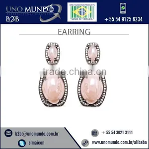 Beautifully Carved Rose Pink Color Stone Earring Available for Casual Use thumbnail-1