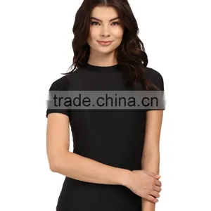 OEM Swimwear And Beachwear Core Loose Short Sleeve Rashguard UPF 50 Skinny High Neck Swimsuit Surf Swim Rash Guard Shirt Lady thumbnail-6