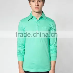 100% Cotton Custom Long Sleeve Golf Tee Plain Shirts Men Polo T-shirt thumbnail-3