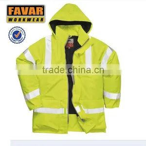 Fluorescent Green and White Color Winter Jacket With Hoody thumbnail-1