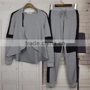 Two Piece Set Women Tracksuits Sportsuit 2016 Autumn Ladies Zipper Split Hooded Sweatshirts thumbnail-2