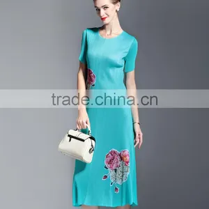 Bodice Flower Printing OL Fashion Draped Women Slim Dresss thumbnail-3