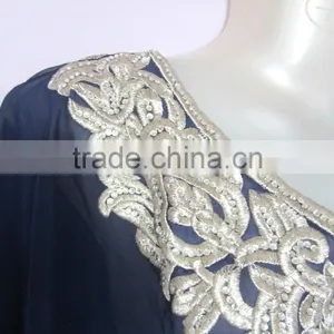 BLUE EMBROIDERED Georgette CAFTAN Kaftan Tunic Poncho Zip Cover up thumbnail-3