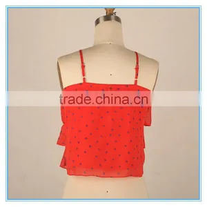 Spaghetti Latest Design Girls Crop Top With 3 Layers Ruffles thumbnail-2