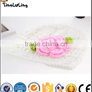 Knit Crown Hat Photography Prop Crochet Infant Newborn Knitted Kid Children Girls Flower Hat Baby thumbnail-4