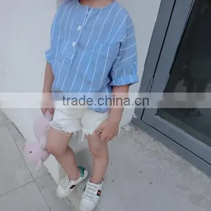 1-4 Years 2017 Wholesale Summer Cotton Short-Sleeves Stripe Kids Boys Shirts thumbnail-3