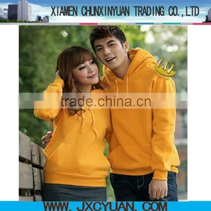 Good Quality Yellow Couple Unisex Plain Blank Pullover Hooded Sweatshirt for Importing thumbnail-1