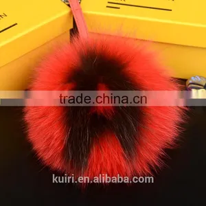 15CM Big Fluffy Bag Bugs Pom Pom Keychains Handmade Alphabet Real Fox Fur Ball Key Chain Bag Charm Monster Letter Pompoms thumbnail-2