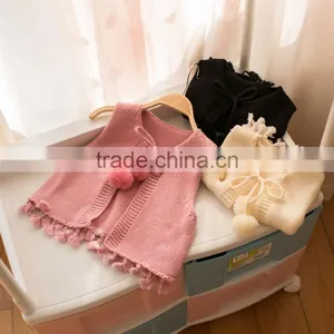 S32899W New Children Knitting Sleeveless Sweater Princess Kids Fashion Tassel Solid Vest thumbnail-2