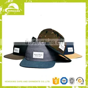 Leather Strap Flat Brim Custom 5 Panel Hat and Cap thumbnail-1