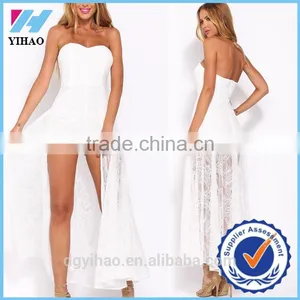 Custom White Lace Dress/White Lace Half Sleeve Dress/White Lace See-through Prom Dress Wholesale Dress thumbnail-1