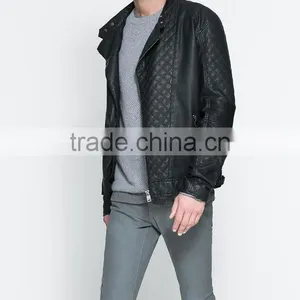 Wholesale New Directions Black Biker Jacket With Elbow Patches for Men thumbnail-1