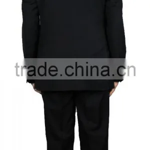 NAAMS MEN'S WOOL 2 BUTTON 2 VENT SLIM FIT SUIT JACKET FLAT FRONT PANT BLACK thumbnail-4